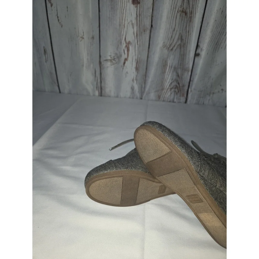 Youth Toms Lace Up Wedge Ankle Booties Gray/Green Sz 3Y Excellent Used Condition